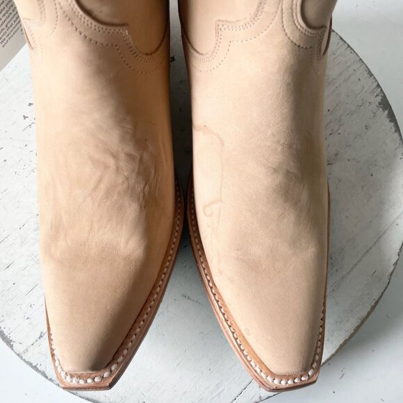 Lane EMMA JANE Womens Cowboy Bootie 8.5 Bone Suede Western Cowgirl Ankle Boots - Picture 6 of 13
